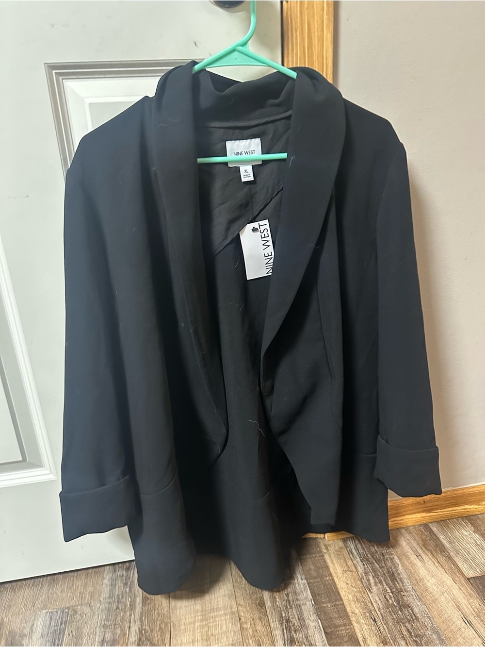 Nine West Black Open-Front Shawl Collar Blazer